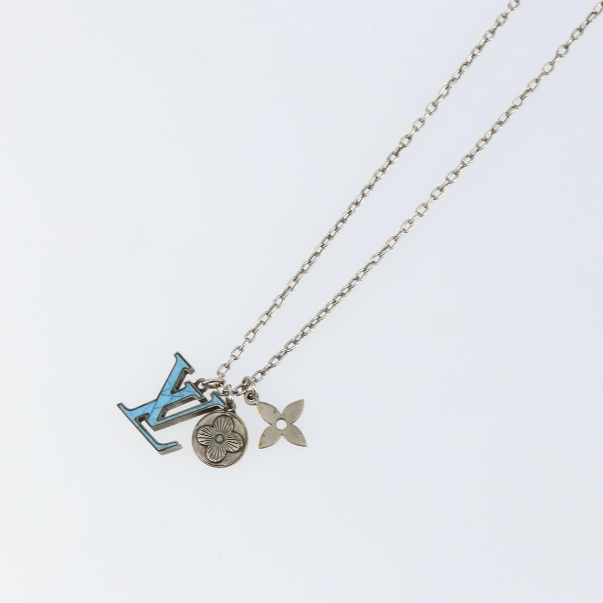 LOUIS VUITTON Collier LV Printed Initials Turquoise Necklace M68904 Auth 145796