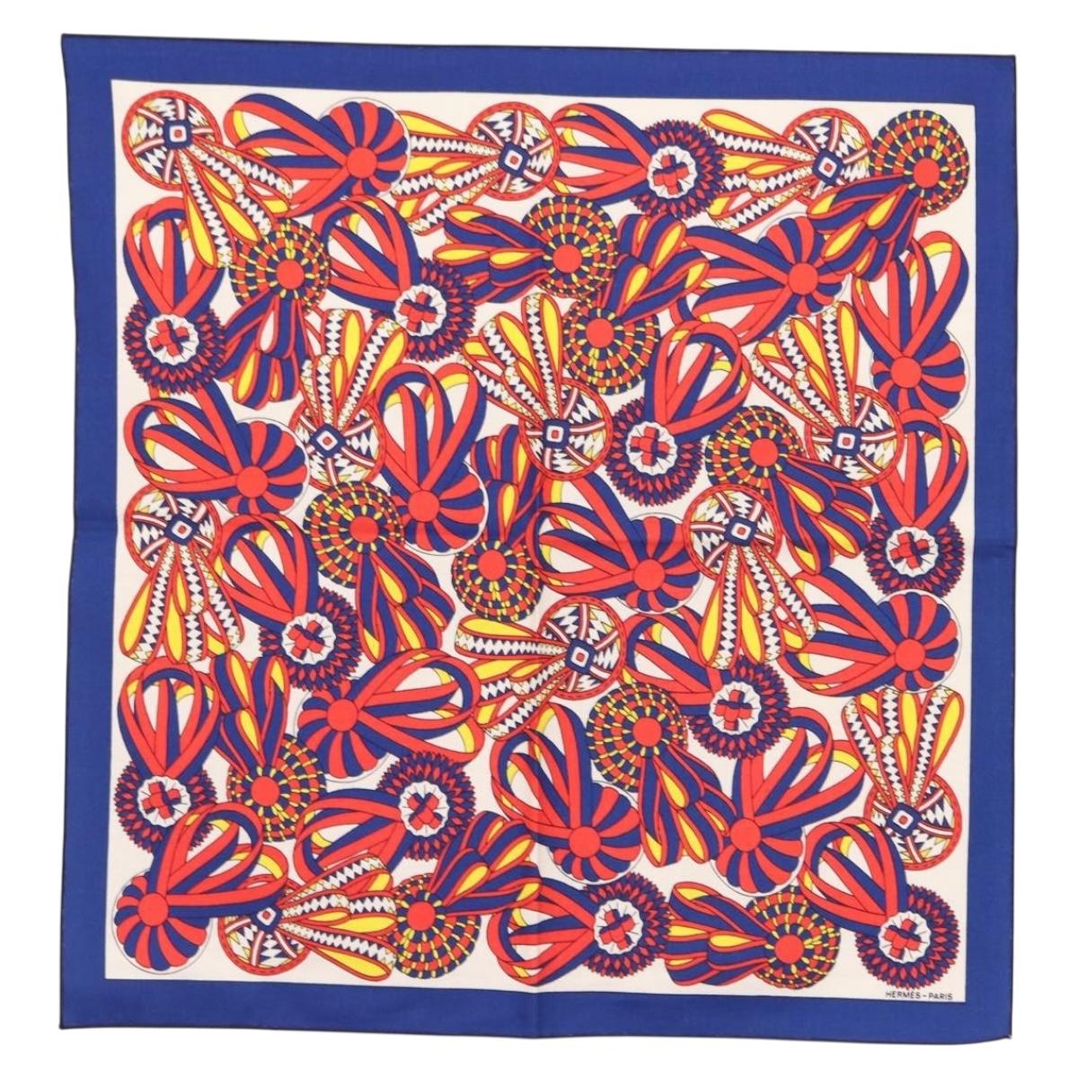 HERMES table napkin Place mat Scarf cotton 2Set Blue Green Auth 145800