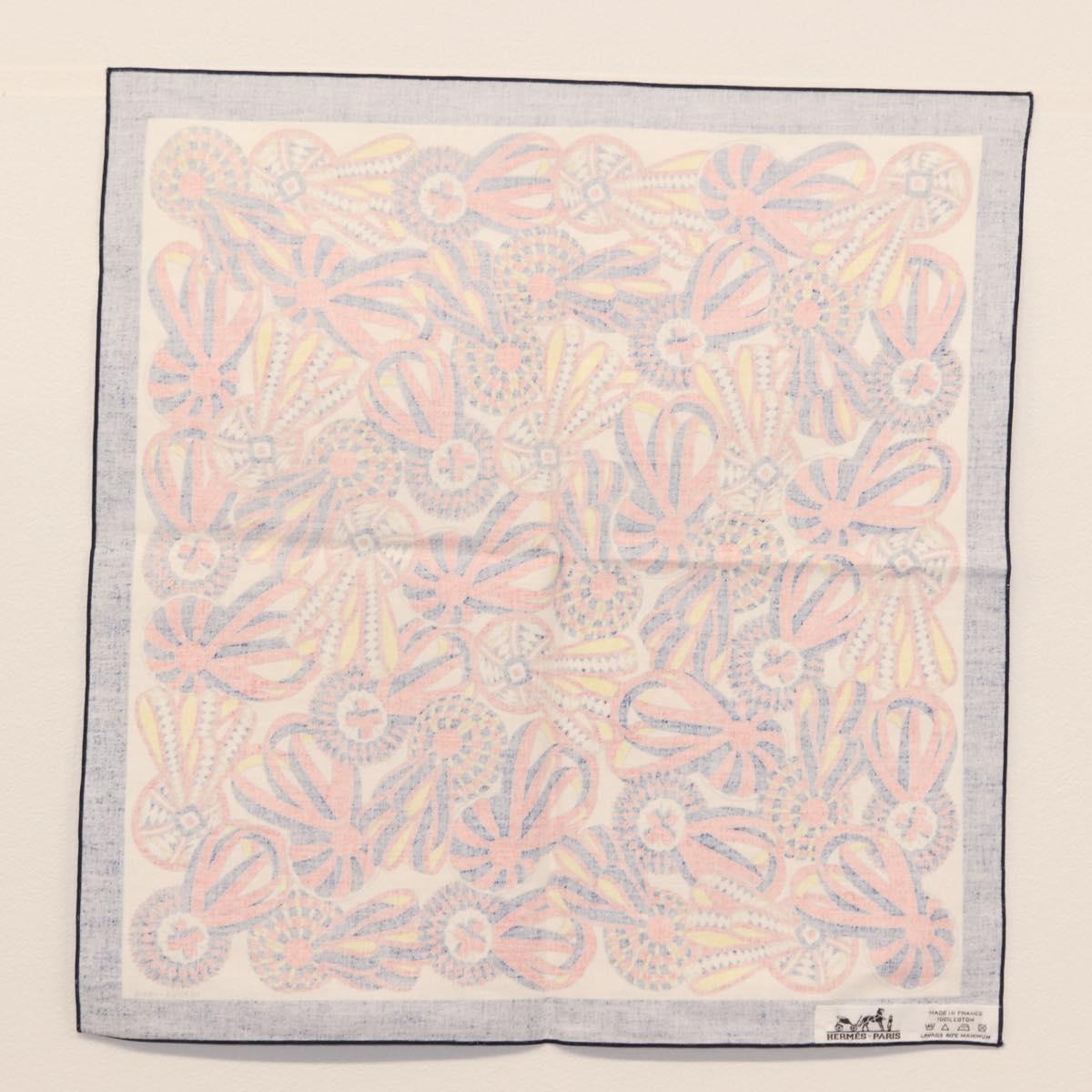 HERMES table napkin Place mat Scarf cotton 2Set Blue Green Auth 145800