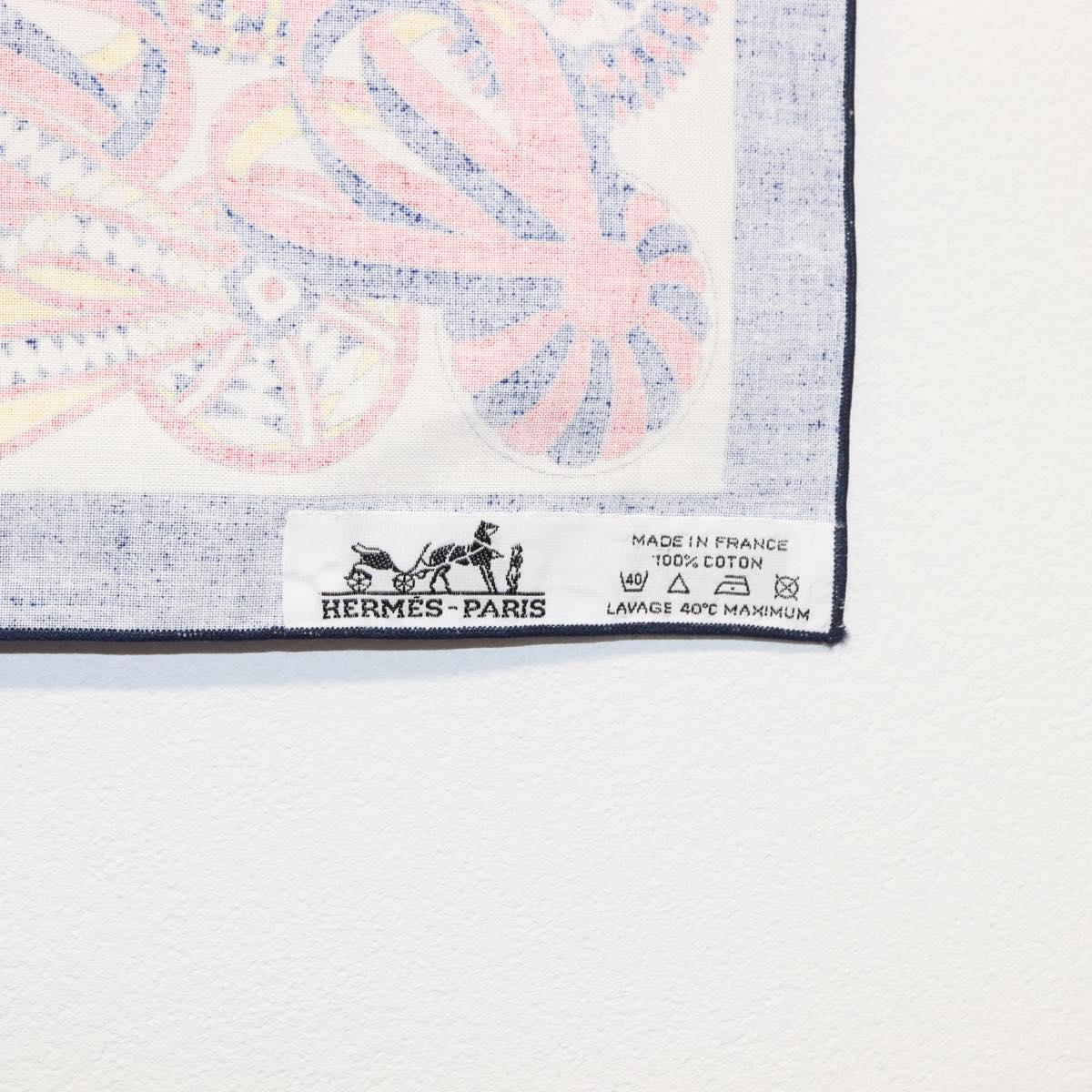 HERMES table napkin Place mat Scarf cotton 2Set Blue Green Auth 145800