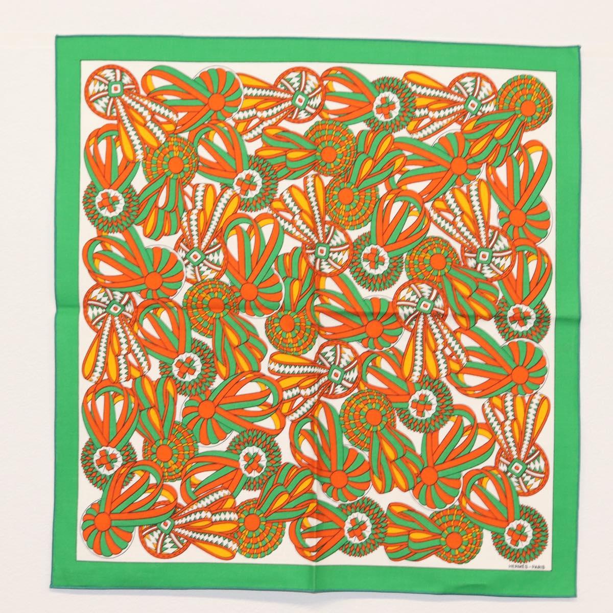 HERMES table napkin Place mat Scarf cotton 2Set Blue Green Auth 145800