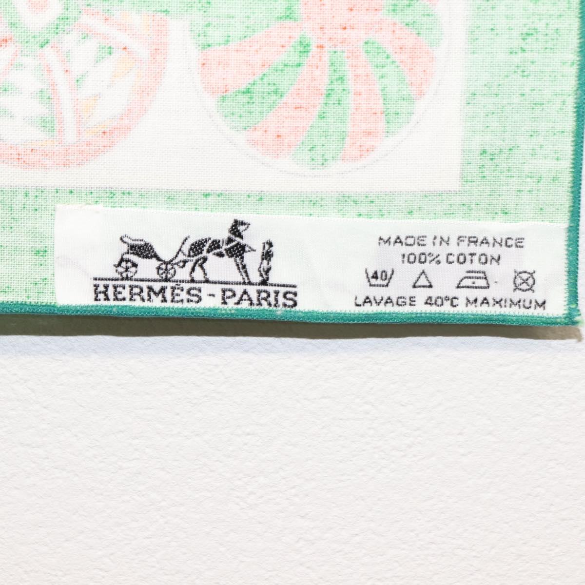 HERMES table napkin Place mat Scarf cotton 2Set Blue Green Auth 145800