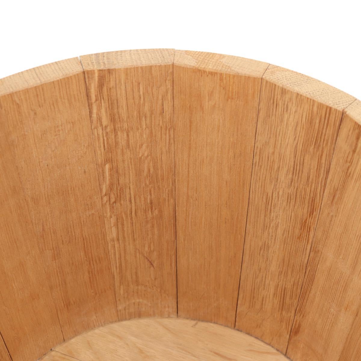 HERMES Bucket Groom Hand Bag Wood Beige Auth 145802V