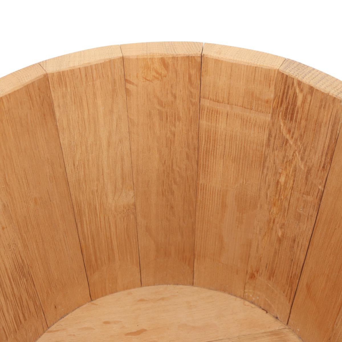 HERMES Bucket Groom Hand Bag Wood Beige Auth 145802V