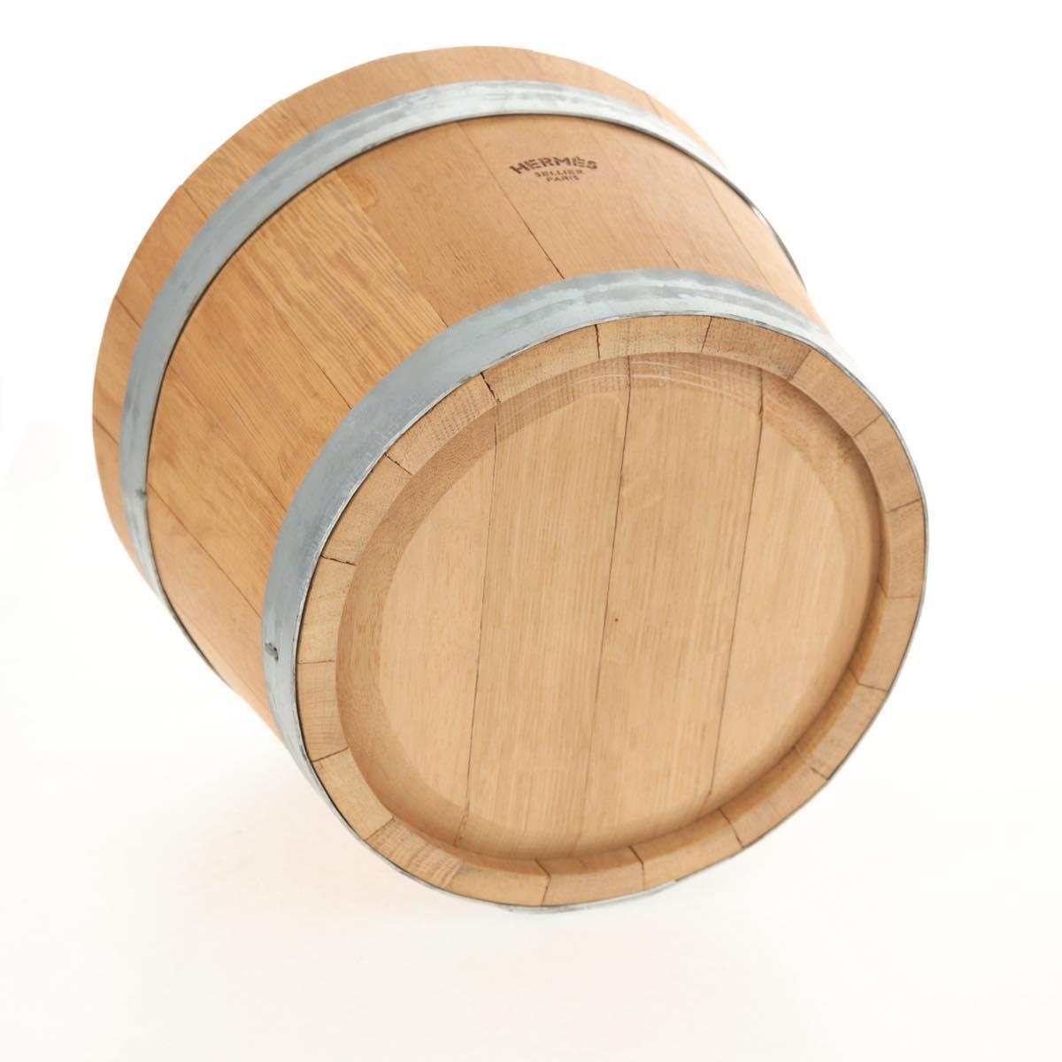 HERMES Bucket Groom Hand Bag Wood Beige Auth 145802V