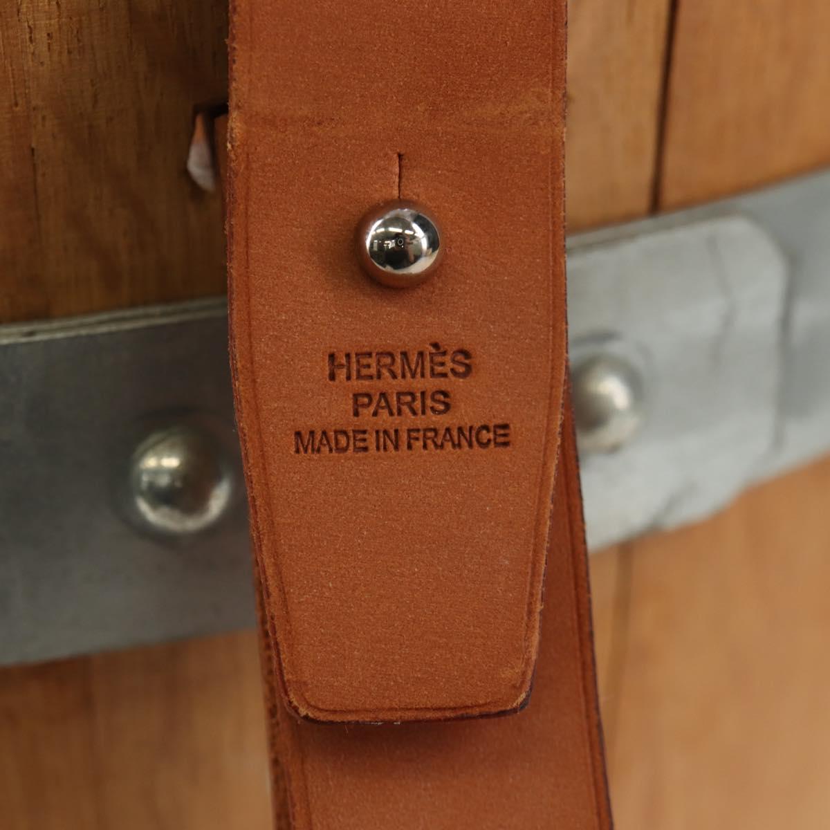 HERMES Bucket Groom Hand Bag Wood Beige Auth 145802V