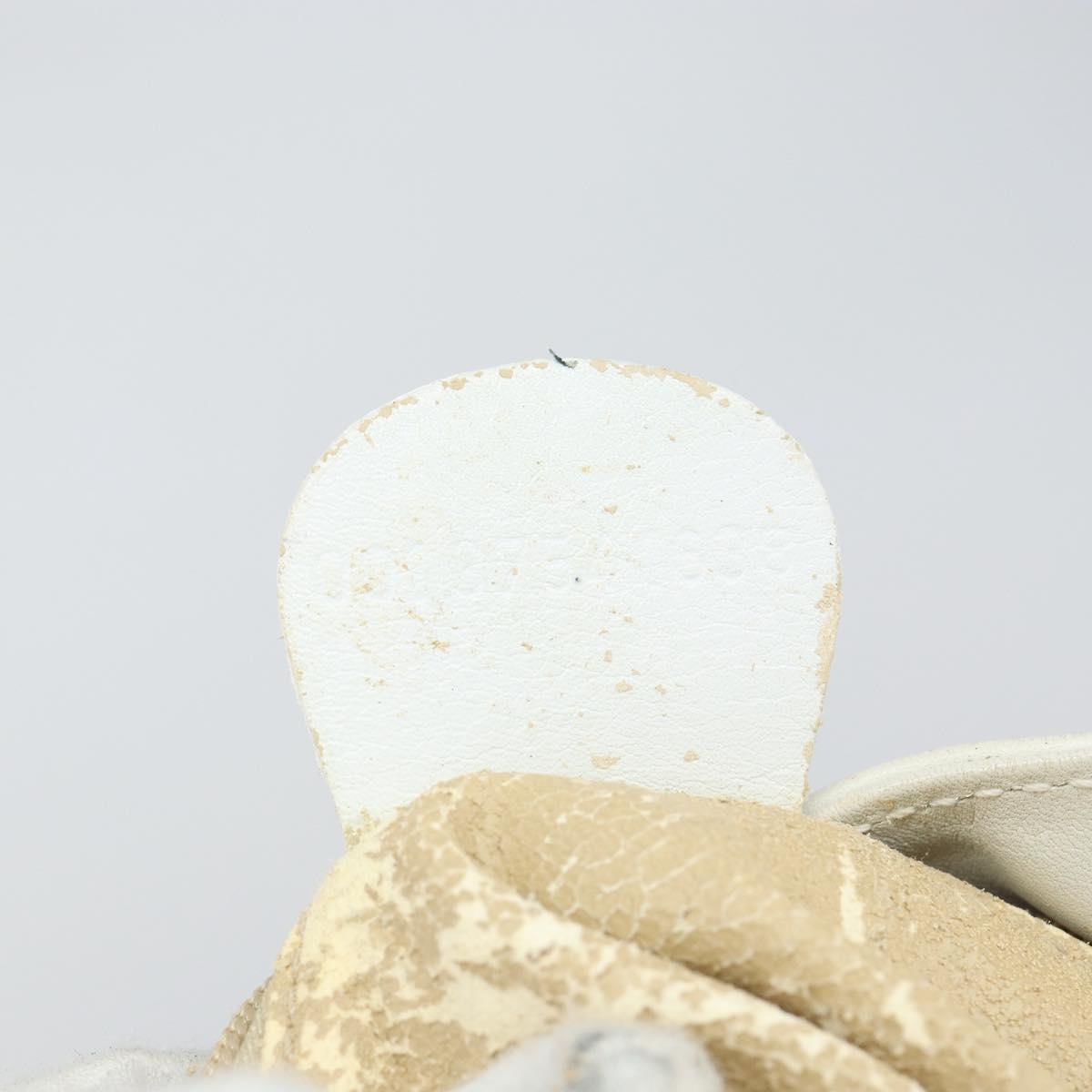 GUCCI Bamboo Hand Bag Leather 2way White Gold 001 3754 1638 Auth 145811