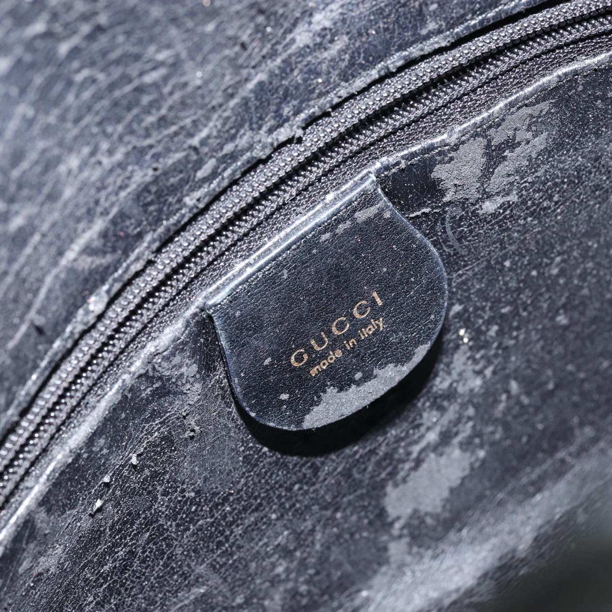 GUCCI Bamboo Hand Bag Leather 2way Black Gold 001 2123 1638 Auth 145812