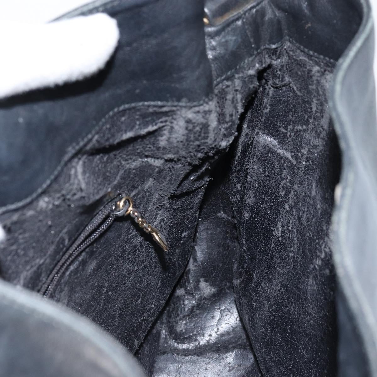 GUCCI Bamboo Hand Bag Leather 2way Black Gold 001 2123 1638 Auth 145812