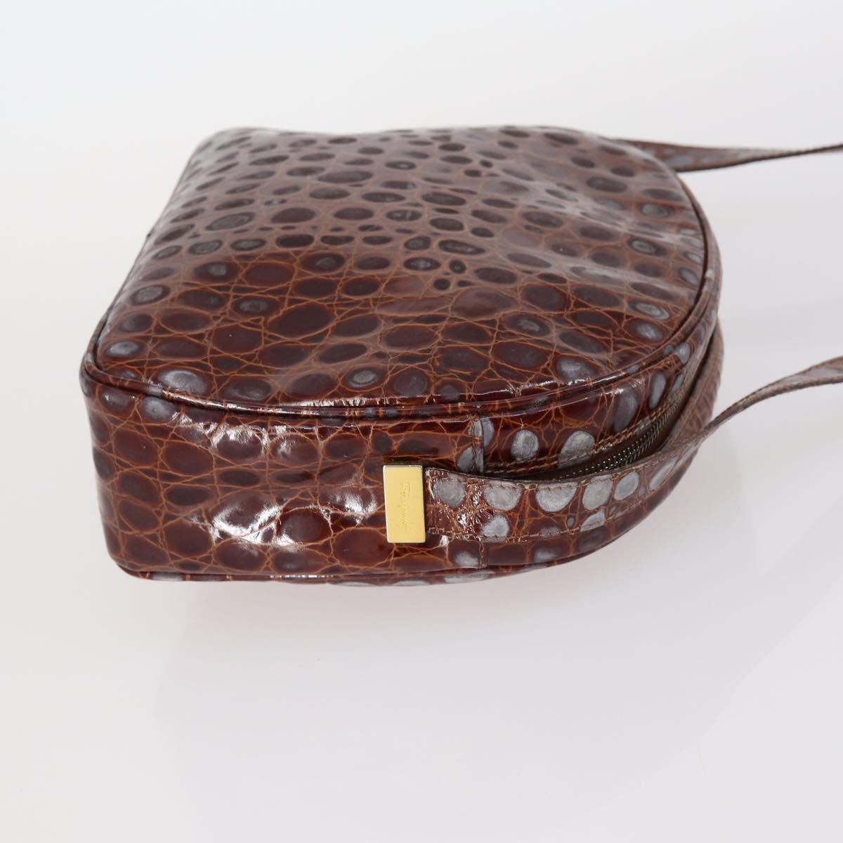 Ferragamo Cartier PRADA hand Bag Nylon Leather 3Set Brown gray Auth 145818