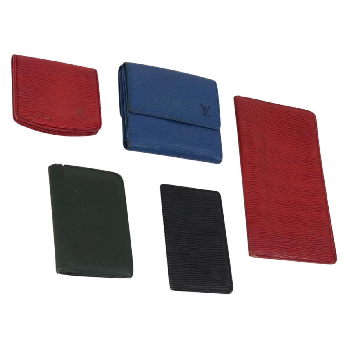 LOUIS VUITTON Epi Wallet 5Set Blue Red Green LV Auth 145820