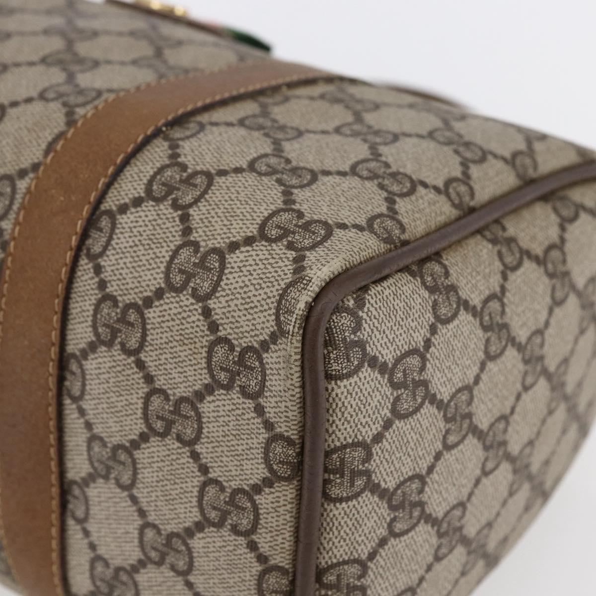GUCCI GG Supreme Web Sherry Line Hand Bag PVC Beige Gold 39 02 006 Auth 145830