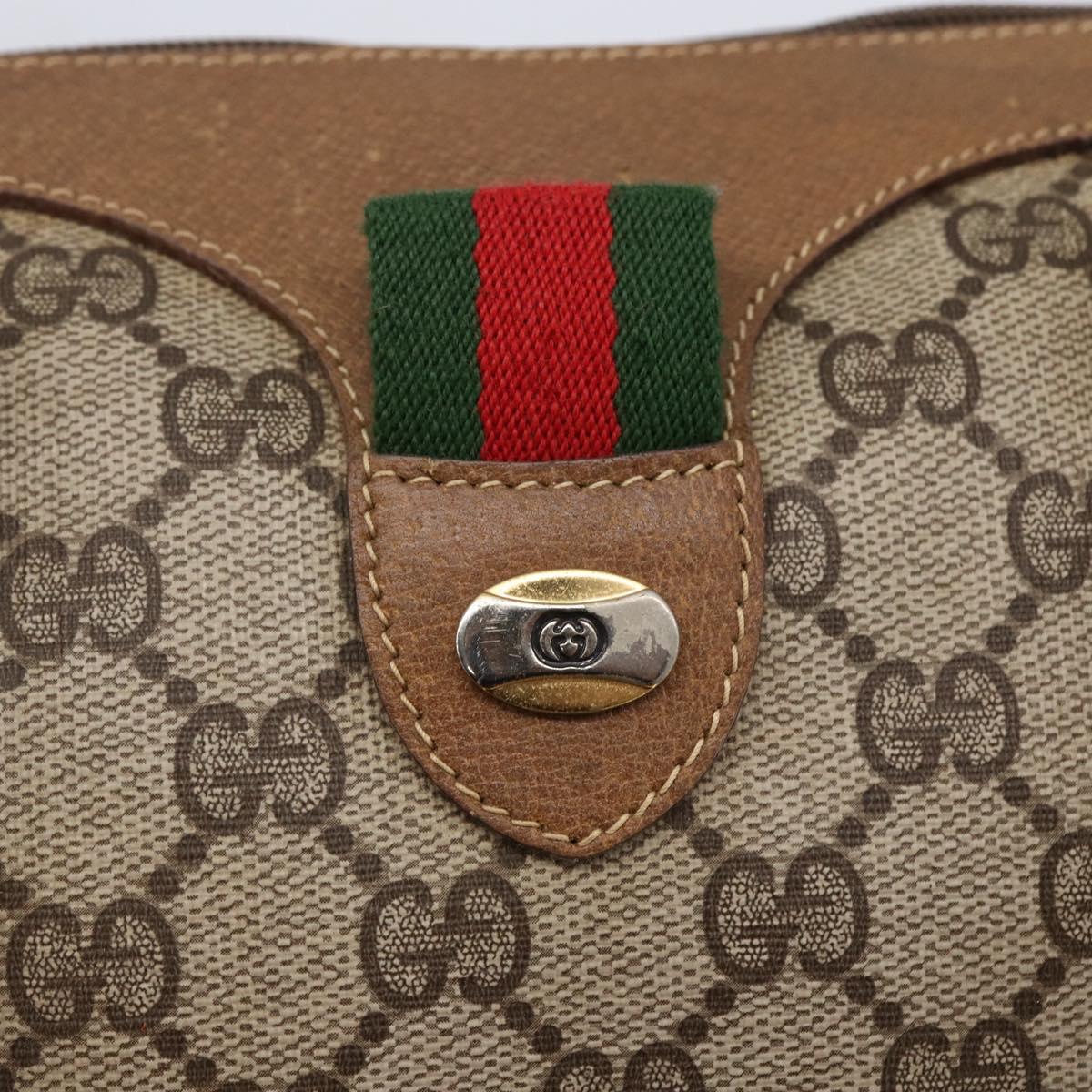 GUCCI GG Supreme Web Sherry Line Hand Bag PVC Beige Gold 39 02 006 Auth 145830