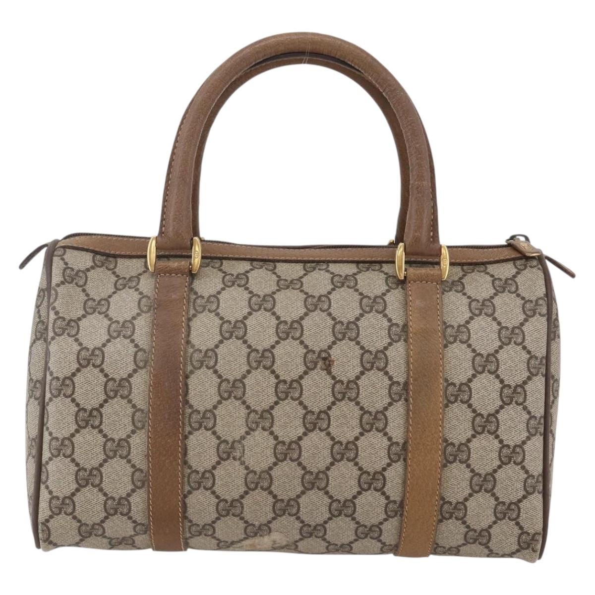 GUCCI GG Supreme Web Sherry Line Hand Bag PVC Beige Gold 39 02 006 Auth 145830