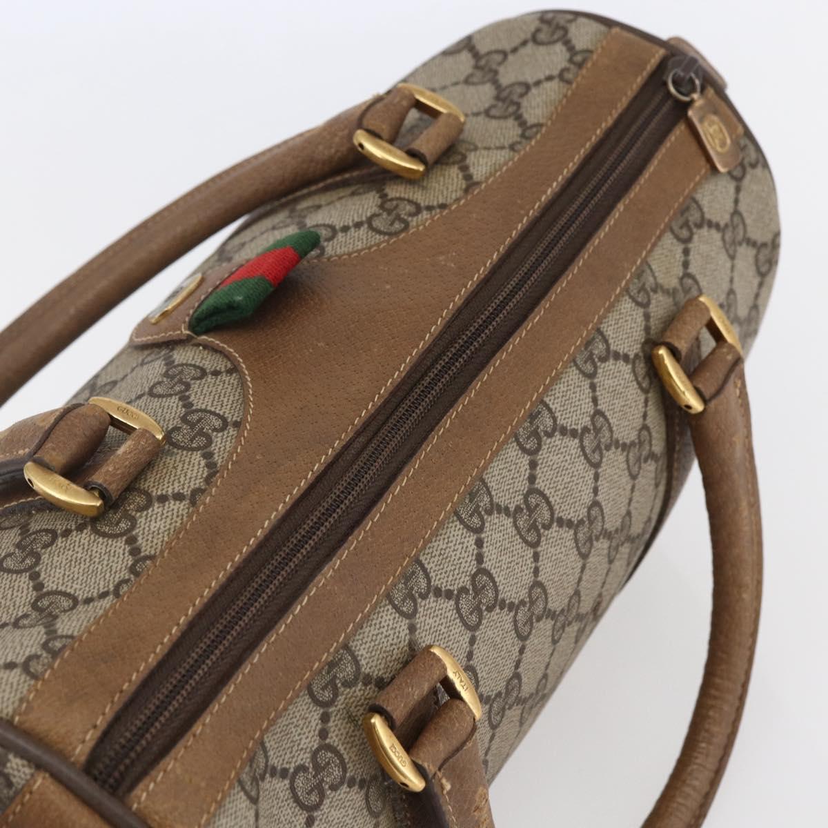 GUCCI GG Supreme Web Sherry Line Hand Bag PVC Beige Gold 39 02 006 Auth 145830