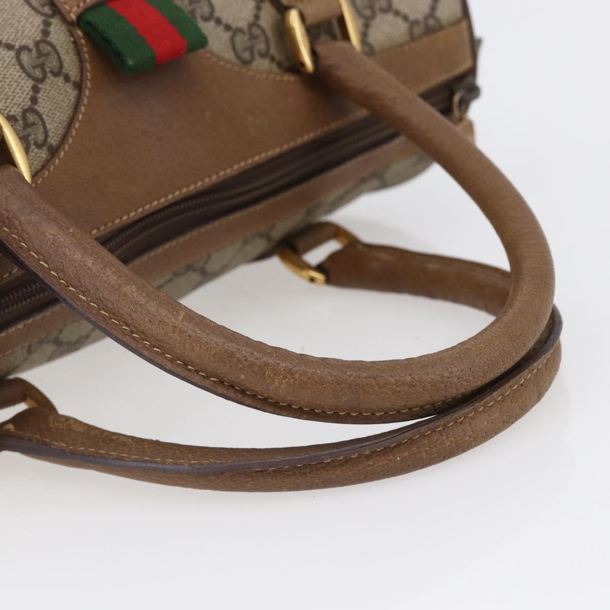 GUCCI GG Supreme Web Sherry Line Hand Bag PVC Beige Gold 39 02 006 Auth 145830