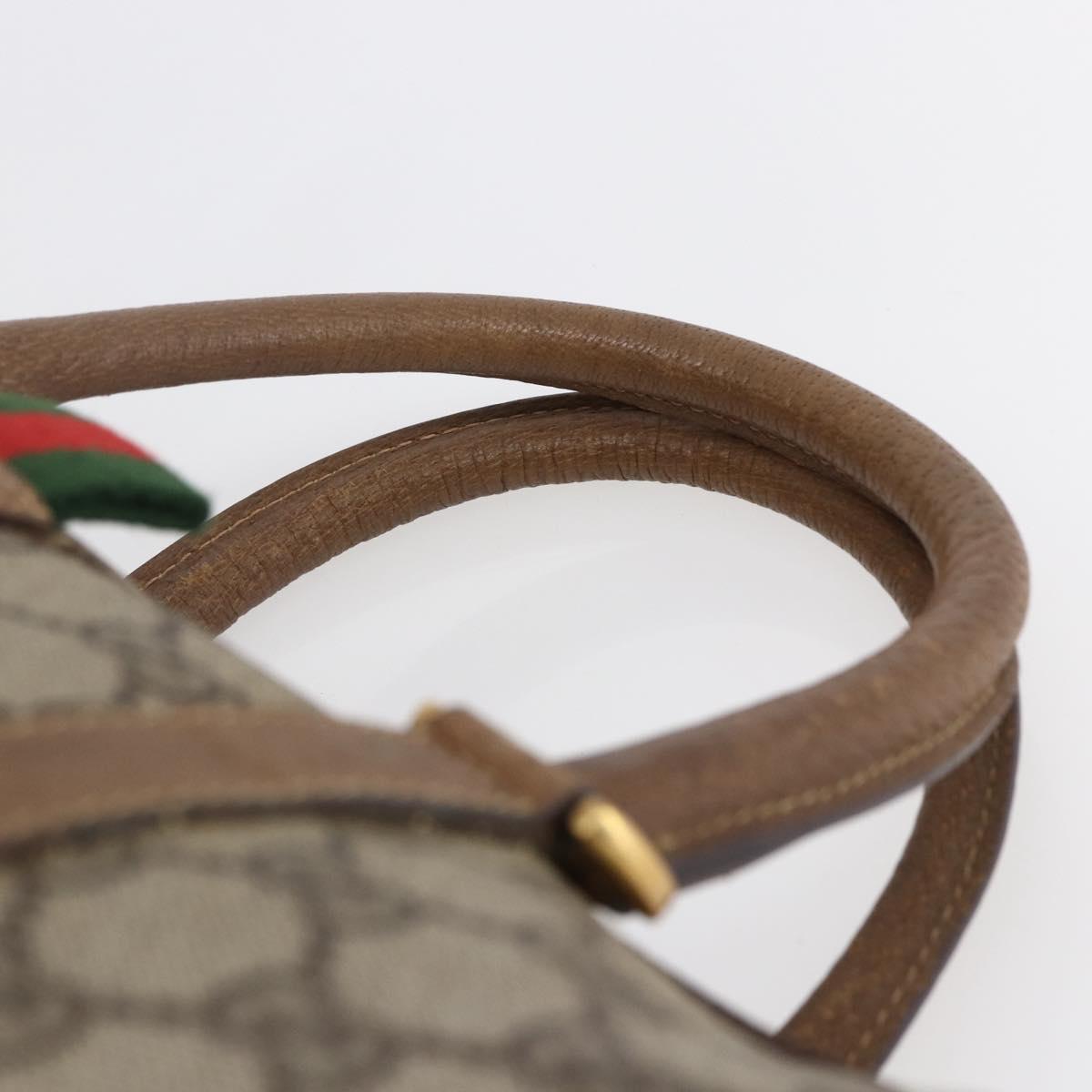 GUCCI GG Supreme Web Sherry Line Hand Bag PVC Beige Gold 39 02 006 Auth 145830