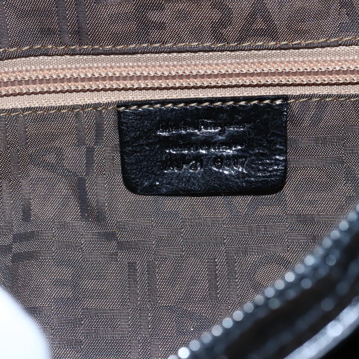 Salvatore Ferragamo Gancini Shoulder Bag Suede Black Silver Auth 145831