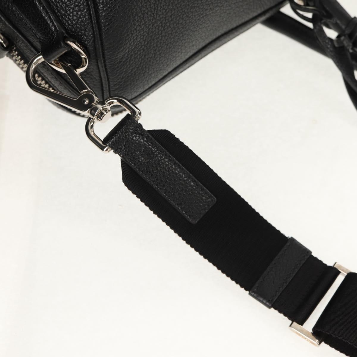 PRADA Boston Bag Leather 2way Black Silver Auth 145841SM