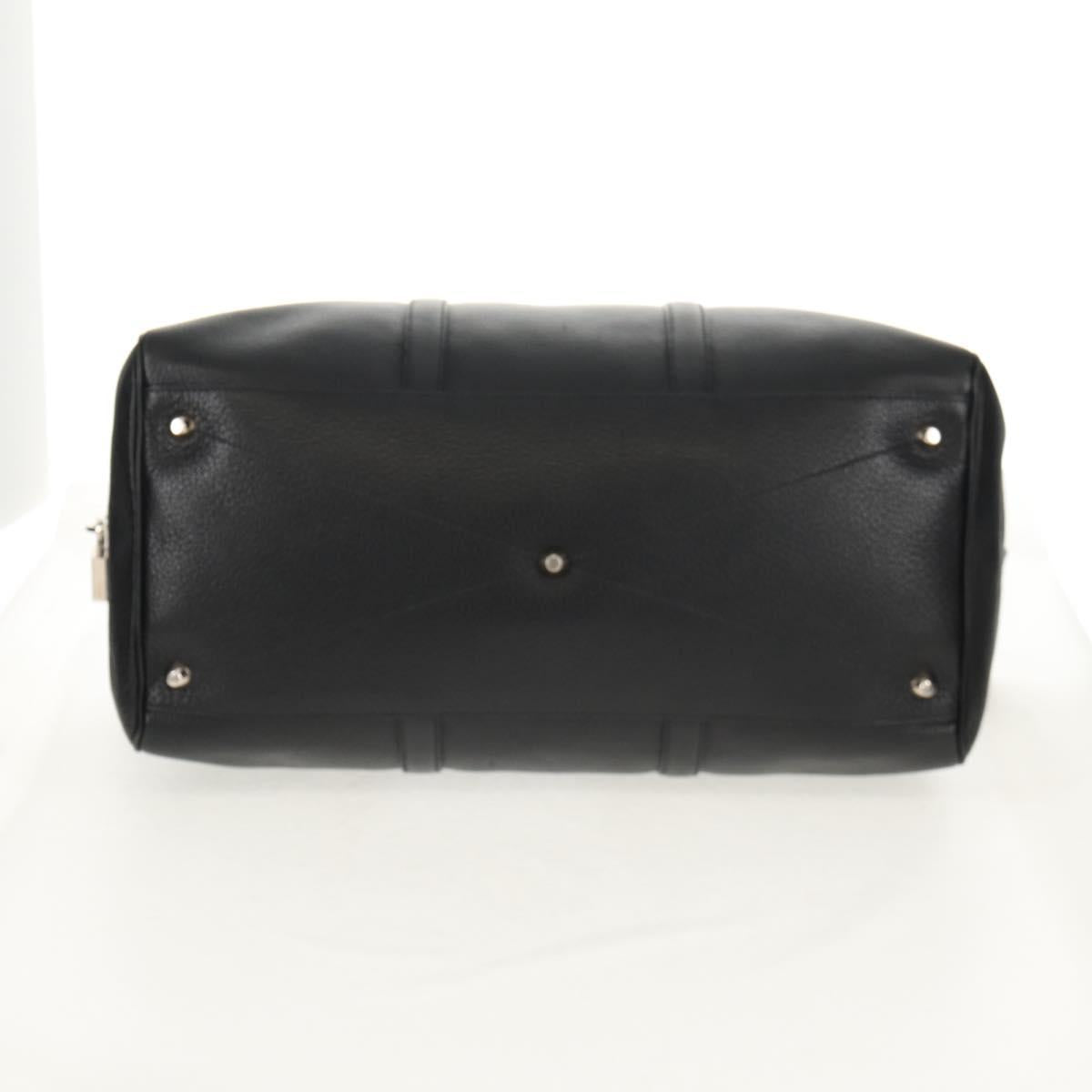 PRADA Boston Bag Leather 2way Black Silver Auth 145841SM