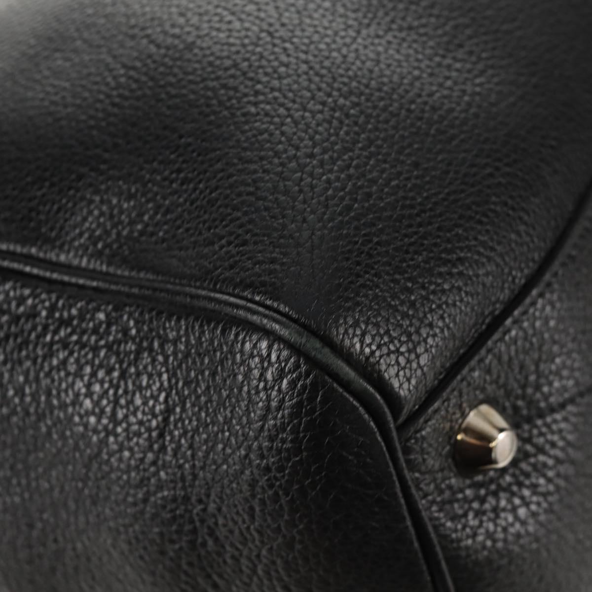 PRADA Boston Bag Leather 2way Black Silver Auth 145841SM