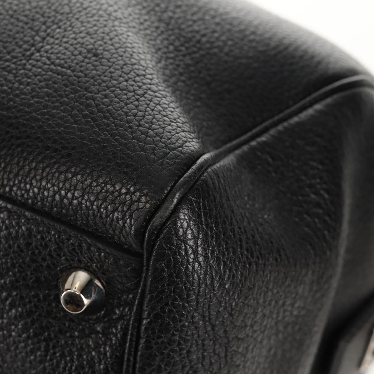 PRADA Boston Bag Leather 2way Black Silver Auth 145841SM