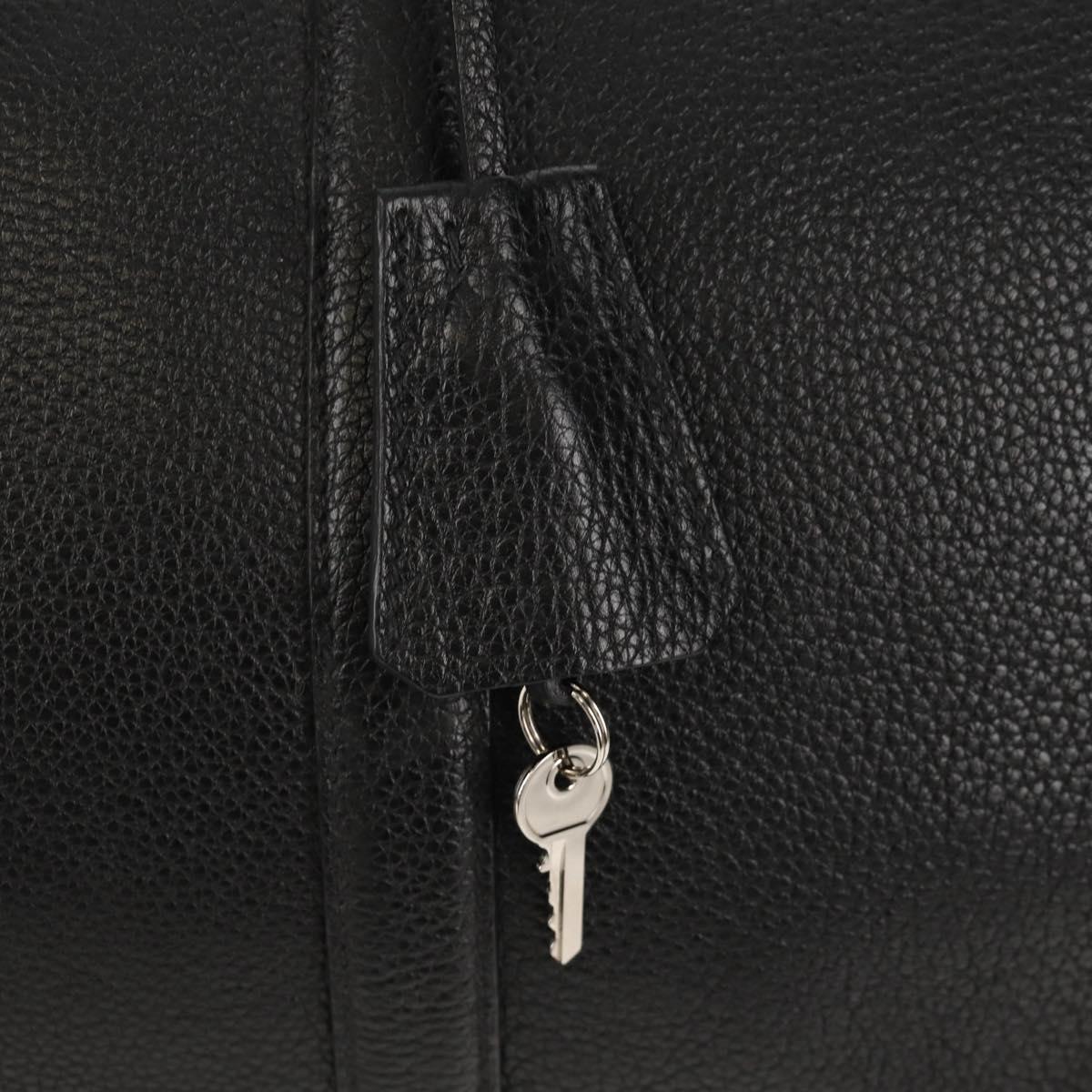 PRADA Boston Bag Leather 2way Black Silver Auth 145841SM