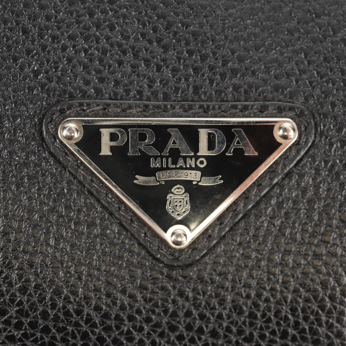 PRADA Boston Bag Leather 2way Black Silver Auth 145841SM