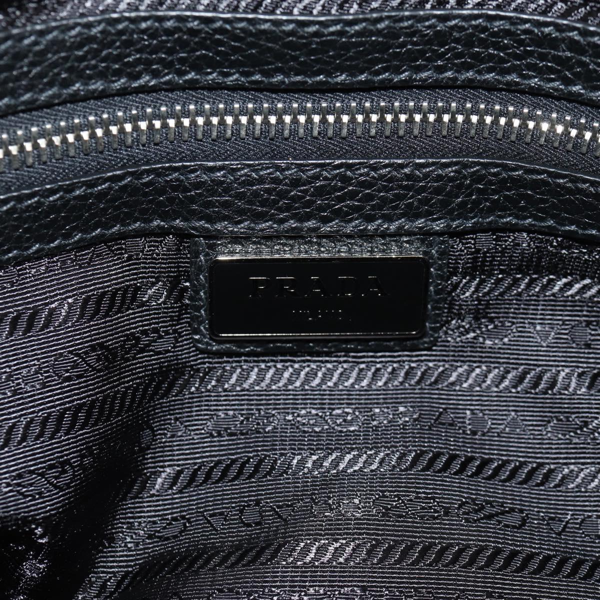 PRADA Boston Bag Leather 2way Black Silver Auth 145841SM