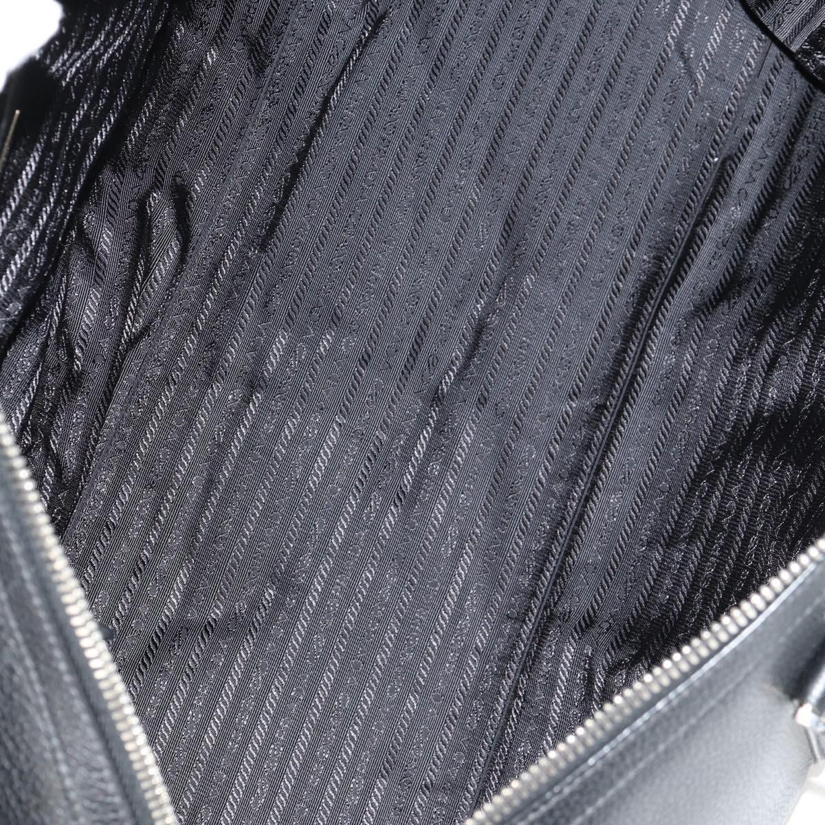 PRADA Boston Bag Leather 2way Black Silver Auth 145841SM