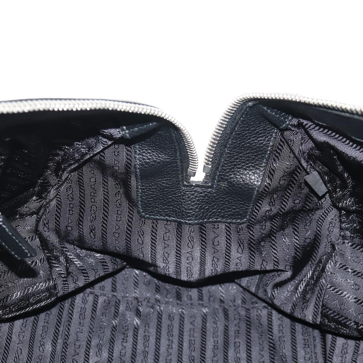 PRADA Boston Bag Leather 2way Black Silver Auth 145841SM