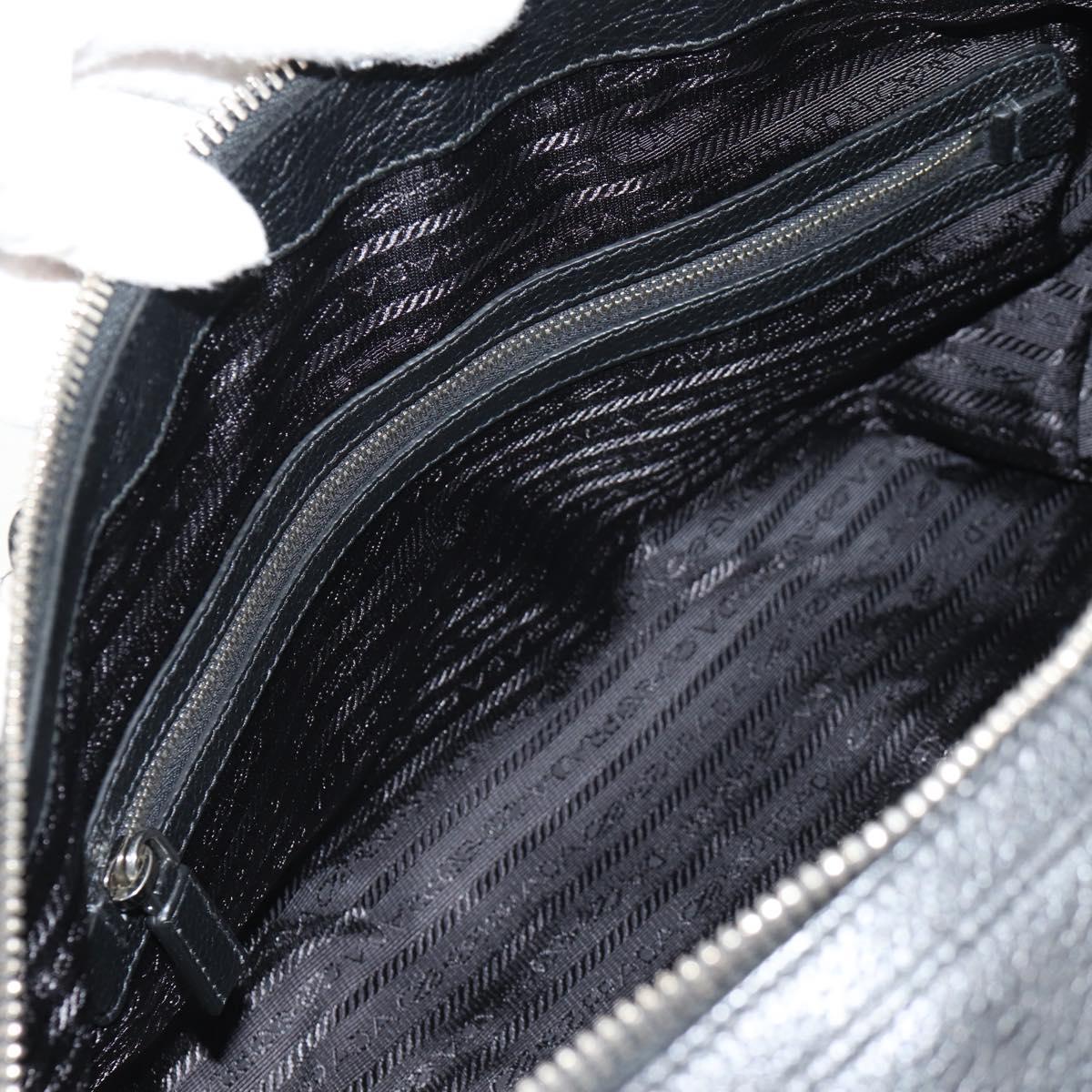 PRADA Boston Bag Leather 2way Black Silver Auth 145841SM