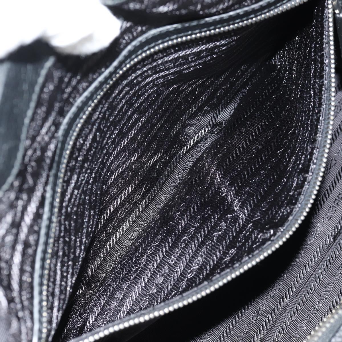 PRADA Boston Bag Leather 2way Black Silver Auth 145841SM