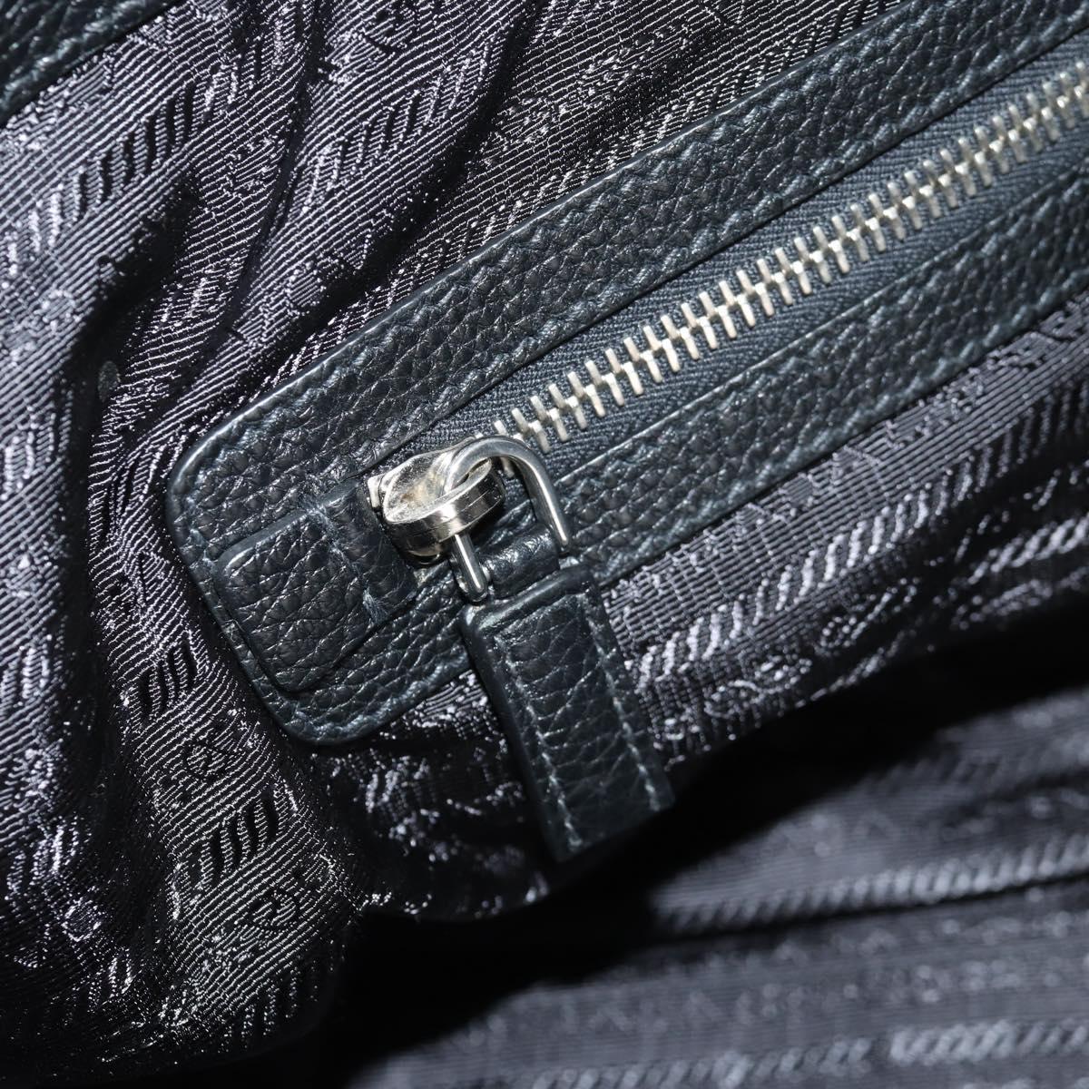 PRADA Boston Bag Leather 2way Black Silver Auth 145841SM