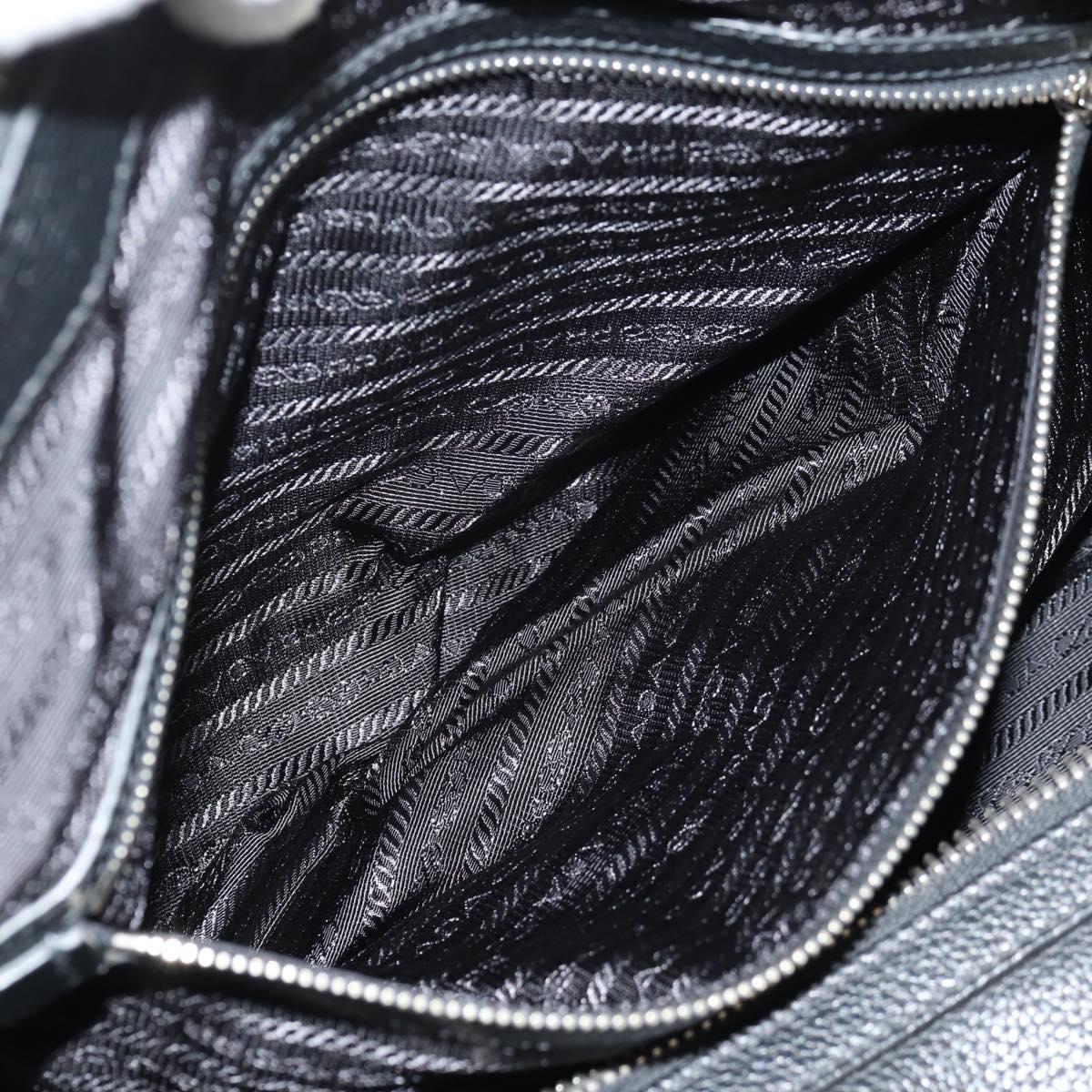 PRADA Boston Bag Leather 2way Black Silver Auth 145841SM