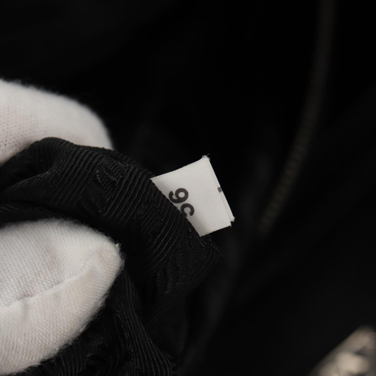 PRADA Boston Bag Leather 2way Black Silver Auth 145841SM