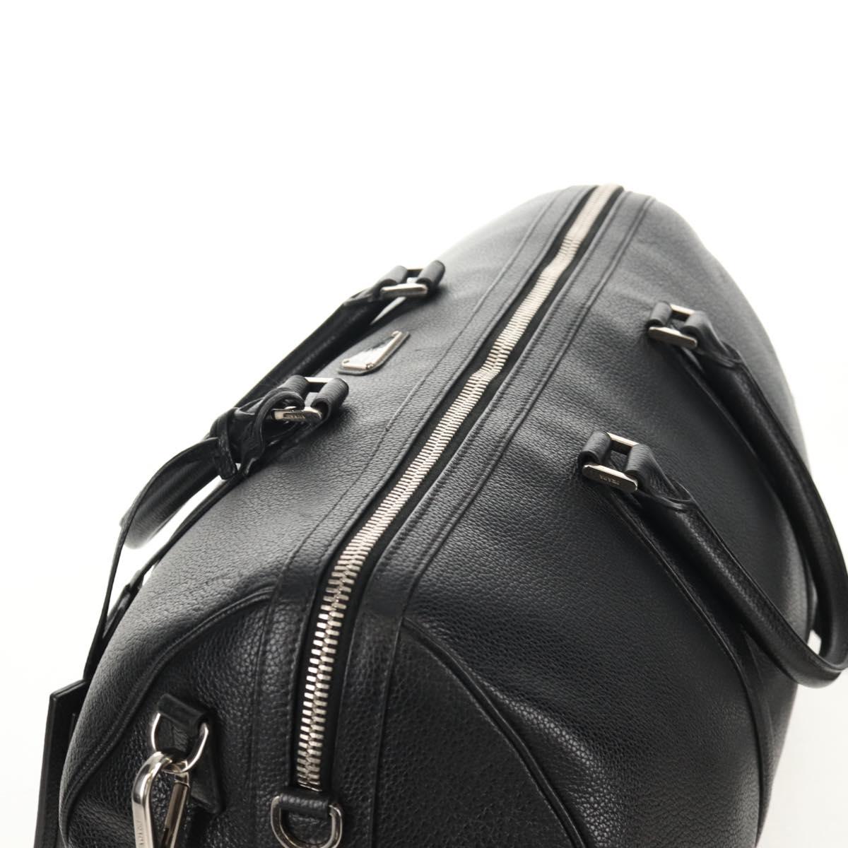 PRADA Boston Bag Leather 2way Black Silver Auth 145841SM