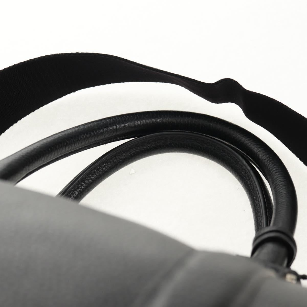 PRADA Boston Bag Leather 2way Black Silver Auth 145841SM