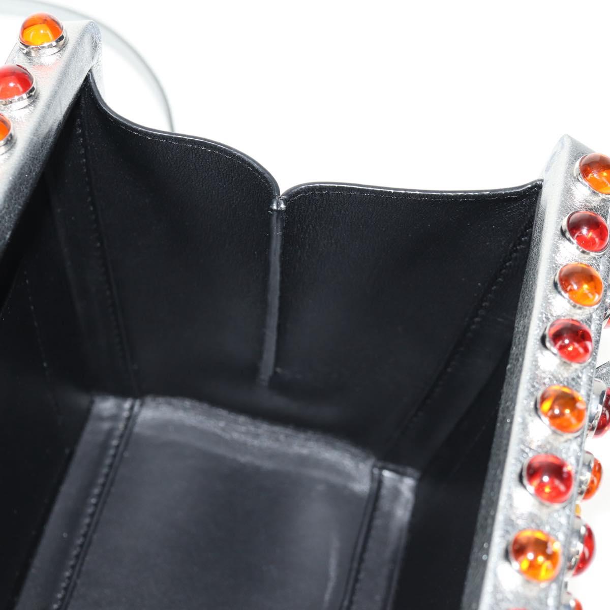 LOEWE Anagram Hand Bag Leather 2way Silver Auth 145842SM