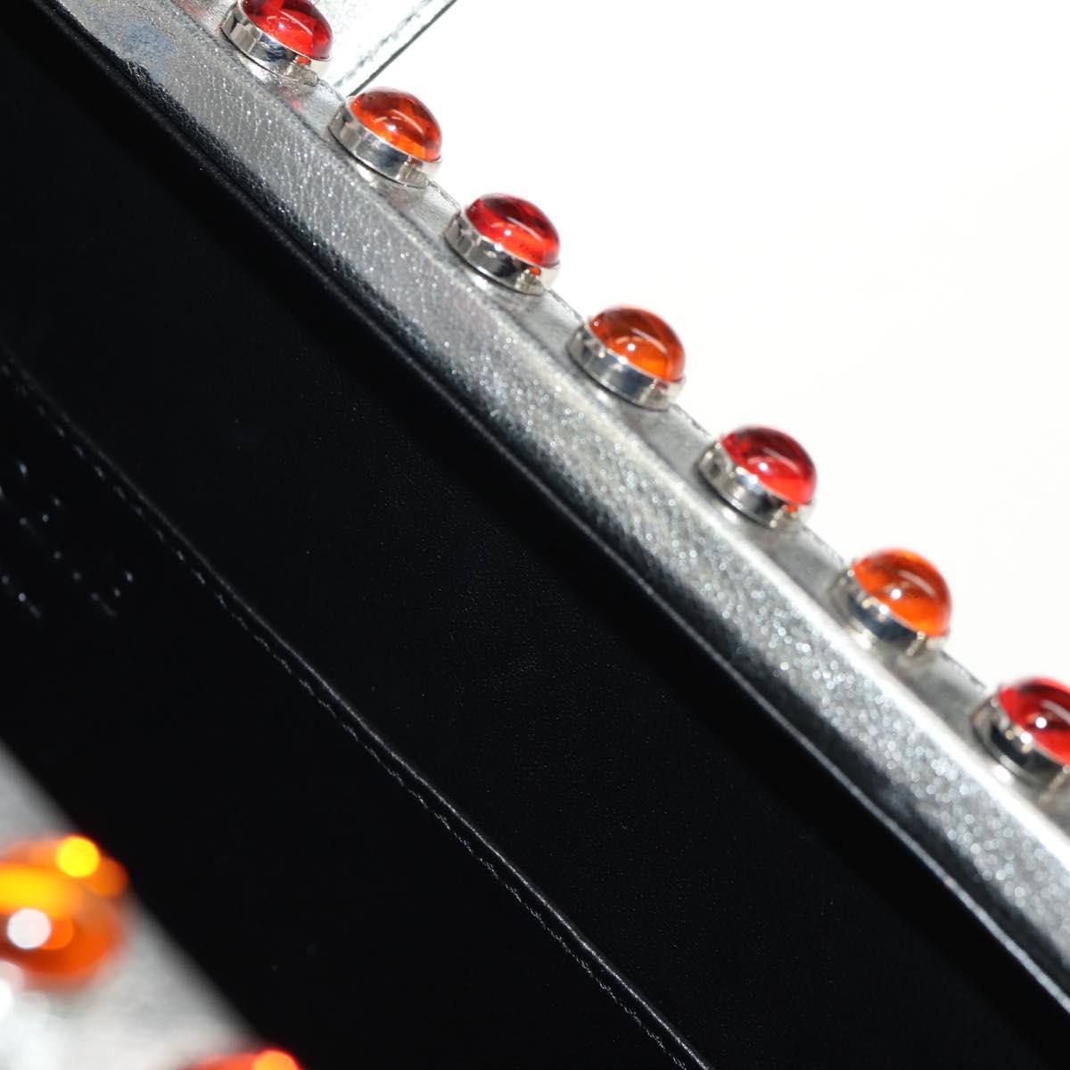 LOEWE Anagram Hand Bag Leather 2way Silver Auth 145842SM