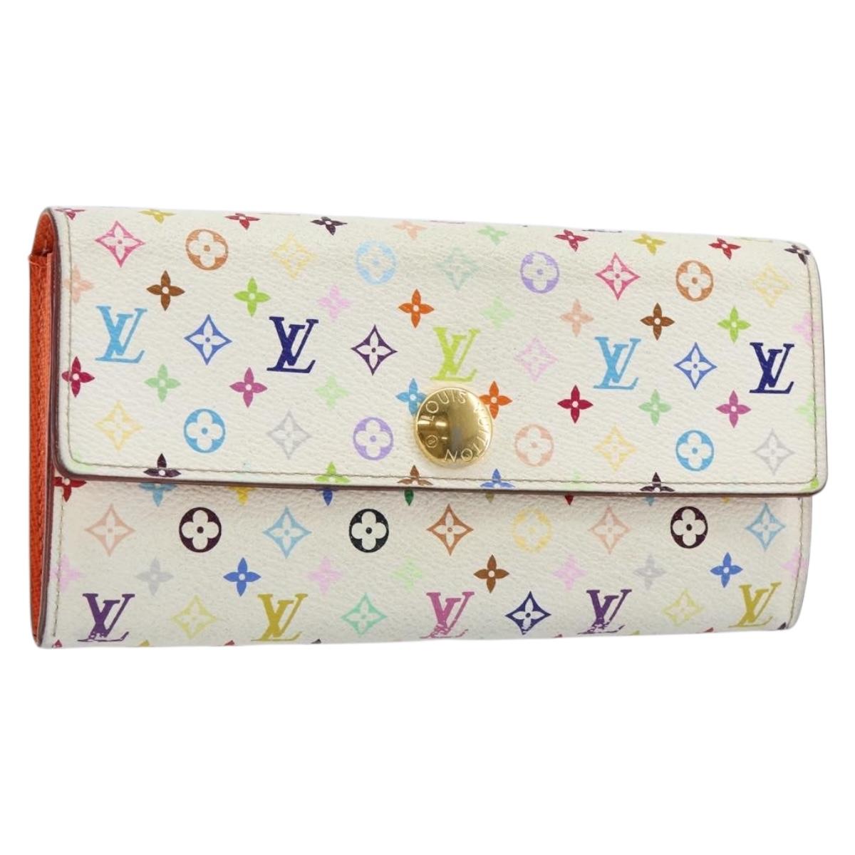 LOUIS VUITTON Multicolor Portefeuille Sarah Long Wallet White M93532 Auth 145847