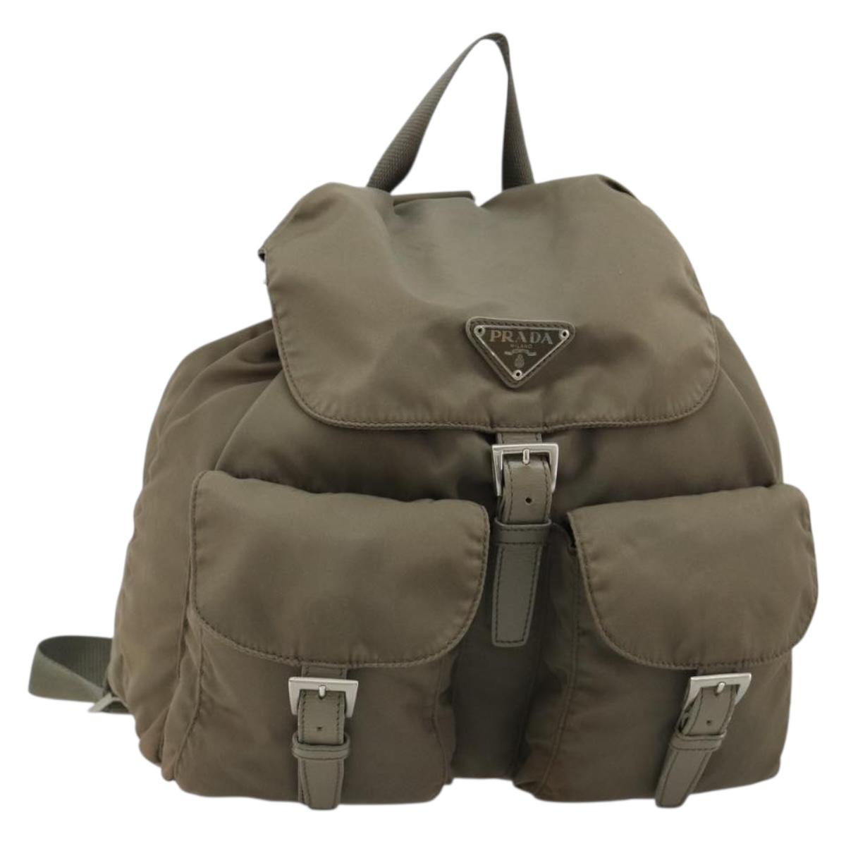 PRADA Backpack Nylon Gray Silver Auth 145848