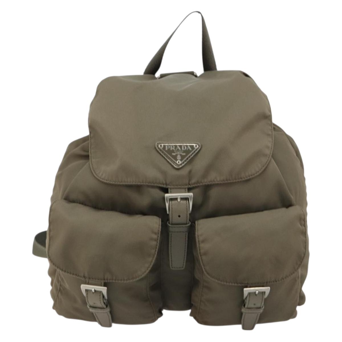 PRADA Backpack Nylon Gray Silver Auth 145848