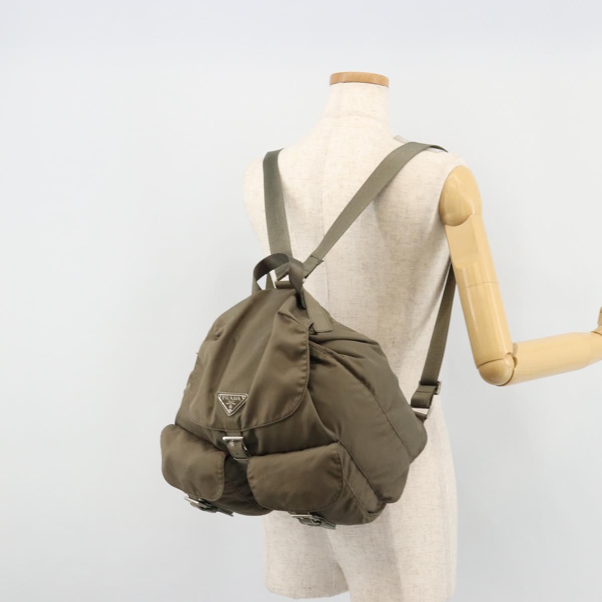PRADA Backpack Nylon Gray Silver Auth 145848
