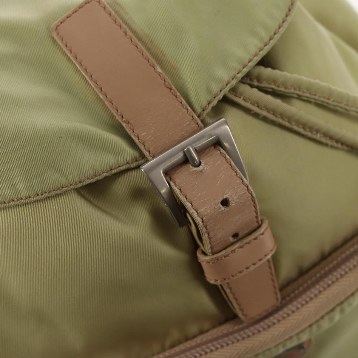 PRADA Backpack Nylon Beige Silver Auth 145849
