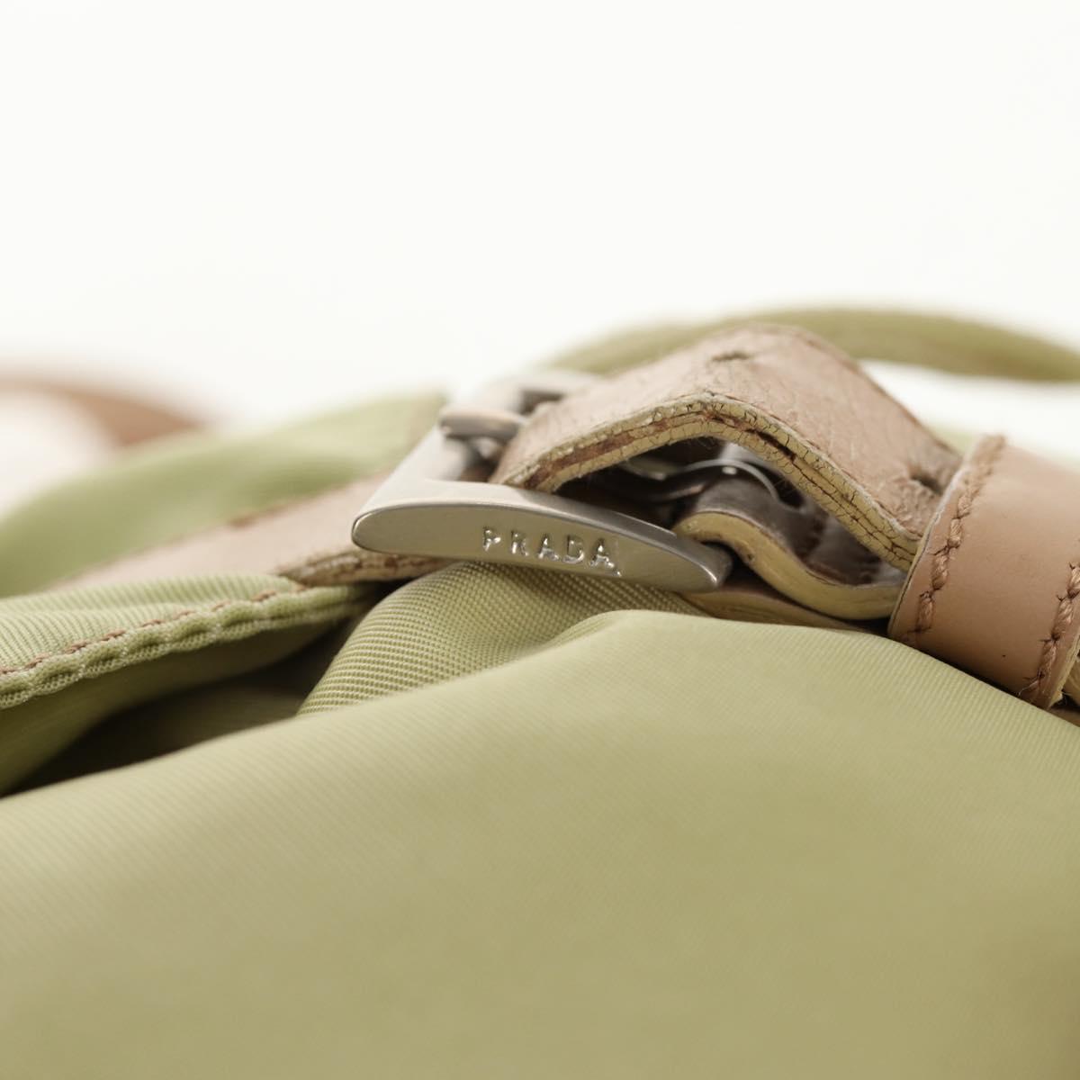 PRADA Backpack Nylon Beige Silver Auth 145849