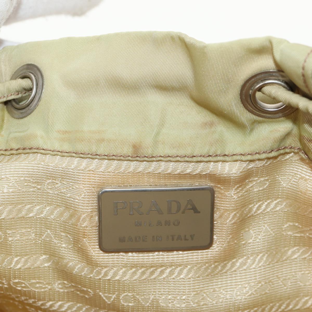 PRADA Backpack Nylon Beige Silver Auth 145849