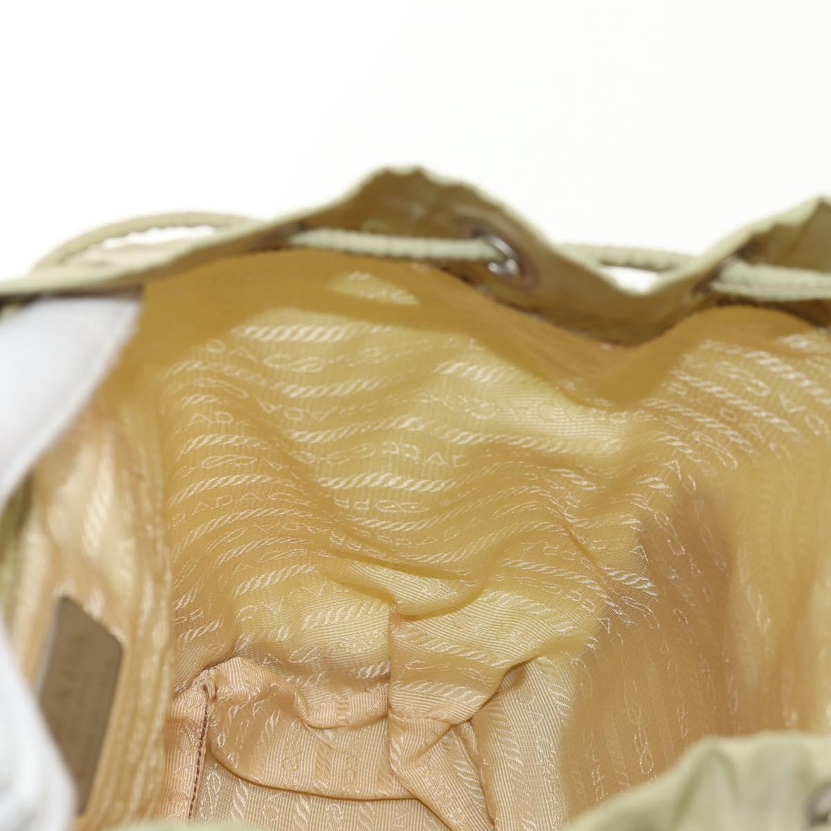 PRADA Backpack Nylon Beige Silver Auth 145849