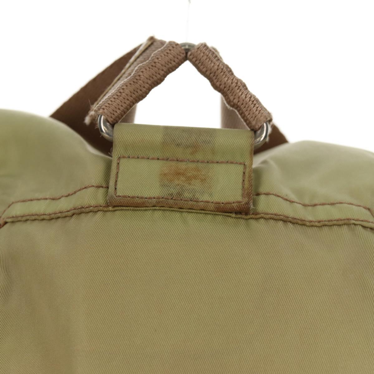 PRADA Backpack Nylon Beige Silver Auth 145849
