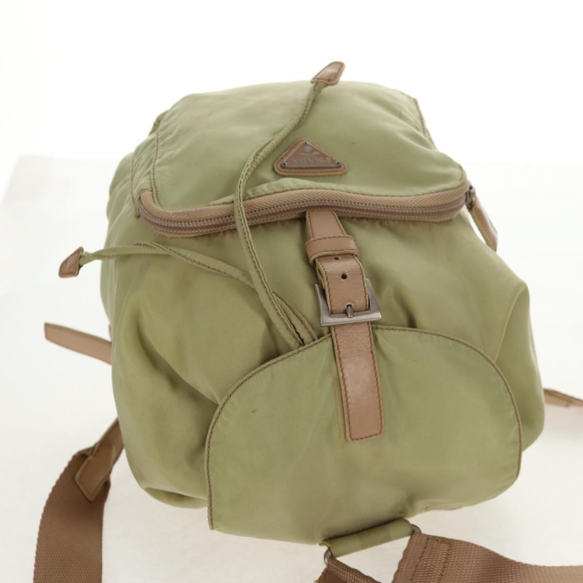 PRADA Backpack Nylon Beige Silver Auth 145849